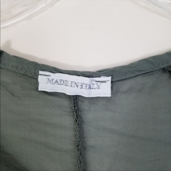 Size S/M - 100% silk long sleeve grey blue silk blouse, made in Italy - Picture 2 of 7